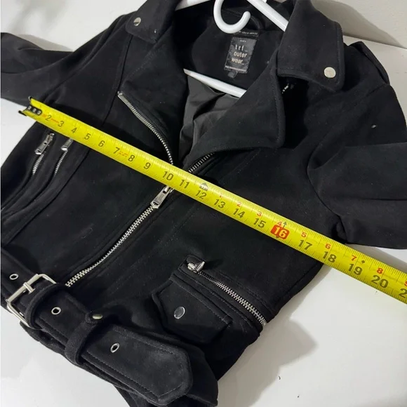 Zara faux suade Black whimsicalGoth grunge streetware punk rock Moto Jacket - Picture 5 of 7